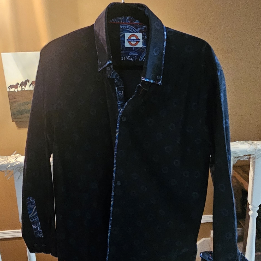 Black and Blue Shirt By Jermyn & Bond Size L